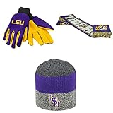 NCAA LSU Tigers SpiritスカーフSunsetビーニー帽子とグリップ作業グローブ3パックバンドル