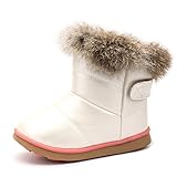 Aleader スノーブーツ キッズ ベビー ブーツ スニーカー 女の子 雪遊び 軽量 防寒 脱ぎ履き簡単 ホワイト 170