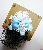オリジナル ハンドメイド ピンクバレリーナ ブルーフラワー リボン パール ローズ ラインストーン　 バレッタネット No.79