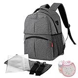 DYSONGO バックパック レディース 大容量 マザーズバッグ 多機能 バックパック オムツ替え用シート付き (グレー)