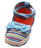 (ビグッド)Bigood 子供靴 女の子用 ベビー靴 マジックテープ ベビーシューズ ストライプ 結婚式 フォーマルシューズ プリンセス 出産祝い 室内履き 13cm ブルー