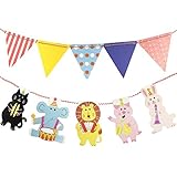 Wrapables multi-print三角形ペナントと動物バナーパーティーデコレーション誕生日パーティー、ベビーシャワー、保育園インテリア、パーティー動物 A69875c