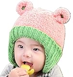 【SEBLES】 ベビー 耳 キュート ニット 帽 スヌード 2点 セット 赤ちゃん 6カ月 ～ 4歳 全4色 サイズ 46cm ～ 52cm クロスセット (Ａ：ピンク)