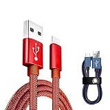 USB Type C ケーブル【長さ1.5M】タイプc 充電ケーブル 急速充電 デニム生地 超耐久 USB A to USB C ケーブル データ転送 iPhone 16 Pro Max iPhone 15 Plus Galaxy Xperia AQUOS Pixel Arrows Huawei 等の各種Type C機器対応 (1.5m（収納ベルト付き）、レッド)