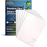 Avarrix Australia Printable Vinyl Sticker Paper for Inkjet & Laser Printer, Transparent Clear Glossy, 20 Sheets, A4 Size, Glo