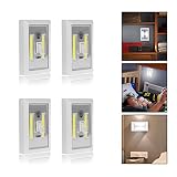 fornorm COB LED壁ナイトライトCampランプ電池式LEDコードレスライトスイッチクールライトマジックテープ付きCaninet、ガレージ、階段、クローゼット、キッチン、キャンプ Pack 