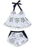2ピースベビー女の子レース磁器Outfit Clothesトップスショート カラー: ホワイト