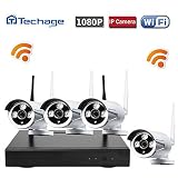Techage Wifi Security System/ Wireless CCTV Camera System Outdoor/ Indoor, 4CH 1080P 2.0MP Waterproo