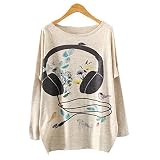 STARファッションHeadphonジャンパープルオーバーロングバットウィングスリーブスウェットシャツ秋