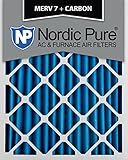 Nordic Pure 16 x 25 x 2 MERV 7 PlusカーボンAC炉エアフィルタ、数量3