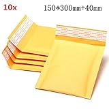 10個入り150 * 300ミリメートル40ミリメートル+バブル封筒イエロー色クラフト紙バッグメーラー封筒