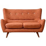 大川家具 5色から選べるラウンドハイバックソファ2人掛けソファ オレンジ SKT-0130【北海道・沖縄・東北・離島等の地域は別途送料あり】