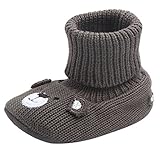 (ラボーグ)La Vogue ベビーシューズ ニット ブーツ キッズ ファーストシューズ ルームシューズ 子供靴 赤ちゃん 新生児 歩行サポート 男の子 女の子 防寒 ダークコーヒー色 13cm