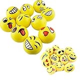 12のセットジャンボ絵文字面イエローFoamソフト応力CustomerfirstおもちゃBalls ( 4インチ) + 12絵文字キーチェーンセット( 1.5インチ)