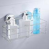 everso 【真空吸着でズレ落ちない】　浴室用ラック シャンプーラック スポンジラック 水切りラック ステンレス　壁掛け 　バス用品 水切り 洗面所 お風呂用ラック キッチン 洗面所 　壁に穴を開けない　収納ラック　 シャワーホルダー