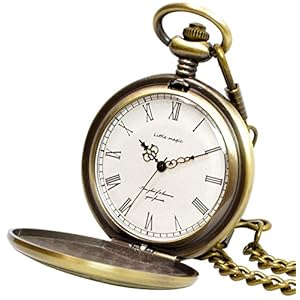 リトルマジック Gw シンプル アンティーク 懐中時計 メンズ レディース 正規品 チェーン 蓋付き 時計 ローマ数字 ナースウォッチ フック アンティークゴールド白文字盤 Ocruyo オクルヨ