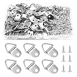 サムコス 三角吊りカン 100個セット 三角吊りカン 木ネジ付き 壁掛けフック 額掛け金具 フック 額吊り金具 工芸品/写真フレーム固定適用 額縁工作用金具 (シルバー)