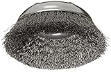 Weiler Wire Cup Brush, Threaded Hole, Steel, Crimped Wire, 3" Diameter, 0.014" Wire Diameter, 3/8"-2