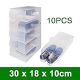 [10箱入り] シューズボックス 透明 クリア シューズケース 組立て式 靴収納 靴箱