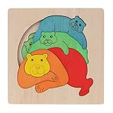 Greensun TM木製多層3dパズルジグソーToys for Children CartoonパズルIntelligenceキッズ赤ちゃん早期教育玩具 M マルチカラー 01-1681-E