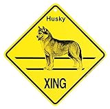 Husky XING サインボード：ハスキー 横断 注意 英語 看板 Made in U.S.A [並行輸入品]