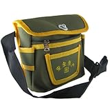 uxcell 電気技師のキャンバスバッグ ツールバッグ　アーミーグリーンイエローナイロン　調節可能なショルダーストラップ