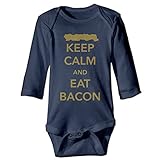 Keep Calm and Eatベーコンベビー長袖ボディスーツ新生児服 カラー: ブルー