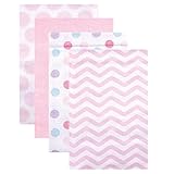 Luvable Friends Flannel Receiving Blankets, Pink Dots, 4 Count by Luvable Friends