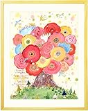 出産祝い 女の子 絵画アート「咲きつづく日々」(名入れ-Mサイズ) 誕生記念 1歳誕生日プレゼント 人気