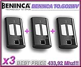 3 x Beninca TO。Go 2 WVリモートコントロールトランスミッタ、433.92 MHzローリングコードKeyfobs3 x top品質の元BENINCAリモートコントロールfor the