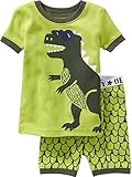 (スマートキッズ) SMARTKIDS 綿100％半袖男の子パジャマ上下セット恐竜柄黄緑色 (110cm/5T)