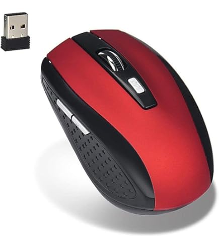 マウスパソコン F_line Bluetooth静音5ボタンBlueLEDマウス Lサイズ レッド