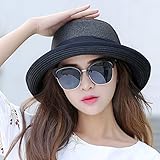 Hatrita-J 夏の砂浜帽麦わら女太陽帽日焼け止め帽大に沿って日除け帽夏さんは遊びに関して百搭帽 f