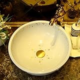GYP 盆地セラミック盆地アート流域手描き胚シンクウォッシュ盆地牧歌的な金色の花 ( 色 : A )