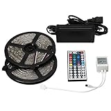 EPBOWPT 2Reels(10M/32.8ft) SMD 5050 Waterproof 300LEDs RGB Color Changing Flexible LED Strip Light+4