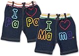 (アイラブパパアンドママ)【I lovePaPa&Mama】 アイラブパパ&ママ アイラブプリント カラープリント デニムニット パンツ 80cm/90cm/95cm 95 パパ