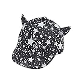 （サクララ）Sakulala ベビー 赤ちゃん 帽子 キャップ 子ども 子供 日差し UV コットン 綿 耳 星柄 春 夏 秋 ユニセックス 男の子 女の子 ユニセックス お出かけ 紫外線対策　黒