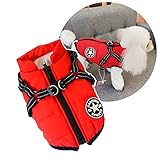 Oncpcare 犬服 一体型綿入れを牽引する 犬 ベスト 綿服コート 猫 小型犬 中型犬 服 お散歩 軽量 着脱簡単 秋 冬 防寒 防水ジャケット 暖かい ペット服 S