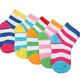 (ビグッド)Bigood 可愛い 5足セット ベビー キッズ 靴下 ソックス 子供用 ショート ソックス 新生児 幼児 男の子 女の子 綿 ボーダー 出産祝い 秋冬 色 ランダム M