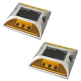 iimono117　ソーラー充電式　LED道路鋲 / センターライン 駐車場 縁石 反射板 視線誘導 (2, 黄)