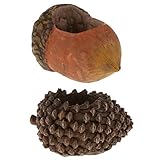 Baosity 2点セット　フラワーポット　ヘーゼルナッツ＆松かさ　収納ボックス　鉢植え　インテリア　樹脂　園芸　