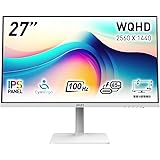 MSI Modern MD272QXPW ビジネスモニター IPSパネル WQHD/27インチ/HDMI/DisplayPort/USB Type-C/リフレッシュレート100Hz/ハードウェアブルーライトカット/アンチフリッカー/DisplayHD