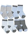 Luvable Friends Baby Boys ' "ストライプ+ソリッド" 4 -パッククルーソックス カラー: ブルー