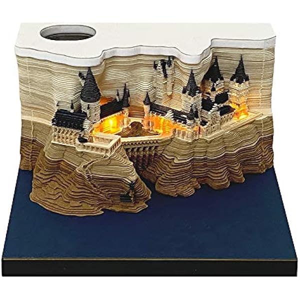Omoshiroi Block Hogwarts Castle Harry Potter Notepad 3d Memo Pad With Pen Holder Led Light Version Amazon Sg Office Products