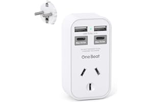 One Beat AU to EU Travel Adapter,Type E/F International Power Adapter with 4 USB(2USB C),European Travel Accessories,European Plug Adapter for Bali Germany Spain France Greece Netherlands Turkey