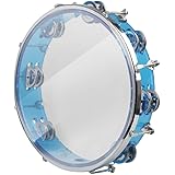 ENNBOM タンバリン 丸型 ジングルベル 2rows パカッション リズム 調節可能 27cm (ブルー)