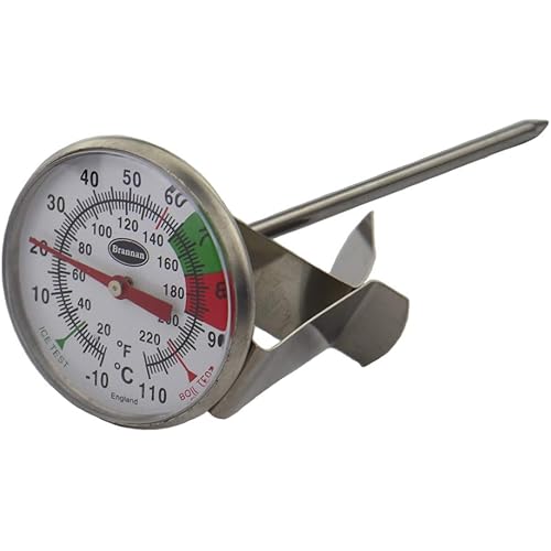 Stainless Steel Milk and Coffee Thermometer (125mm stem) by Brannan