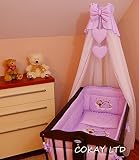 10 pcs Crib Bedding Set /Bumper/sheet/duvet/CANOPY /Free Standing Canopy Holder-PURPLE (HEART) by CO