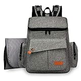 goldwheatベビーおむつバッグバックパック多機能Nappy旅行パックfor Girls Boys、ベビーカーストラップ、断熱ポケット、グレー L グレー