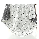 （H_X）全31色可選 6重ガーゼ ベビーケット 湯上りタオル ひざ掛け ふわふわガーゼタオル 子供バスタオル キッズ用ブランケット 毛布 通気性が良い 110×110cm パンダ